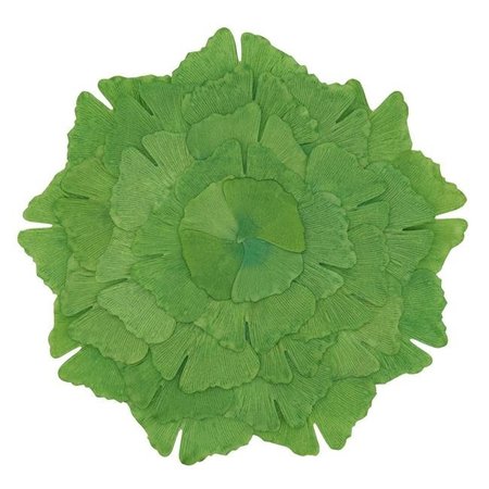 SARO LIFESTYLE SARO 1194.G14R 14 in. Round Cloth Table Mats with Green Ginkgo Leaf Design - Set of 4 1194.G14R